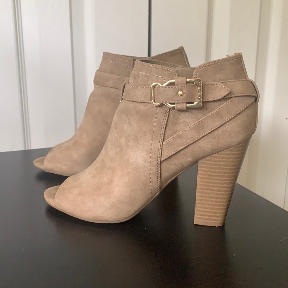 Guess open toe booties. Worn. Sz 8.